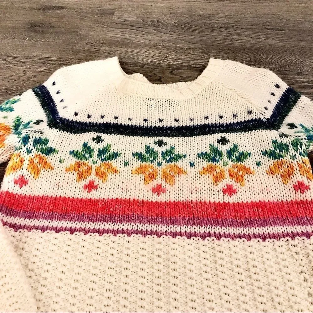 AMERICAN EAGLE OUTFITTERS 𝅺Jegging Sweater Wool Blend Fair Isle Ivory Womens XS